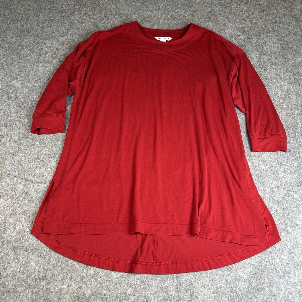 Athleta Inspire Tunic Top Women’s Medium Red Soft Stretch Side Slit Activewear